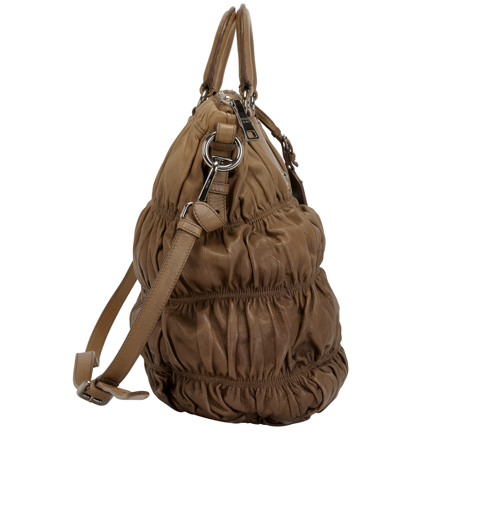 Ombre Gaufre Satchel, &pound;320, Handbags, Brown, Leather, Side view